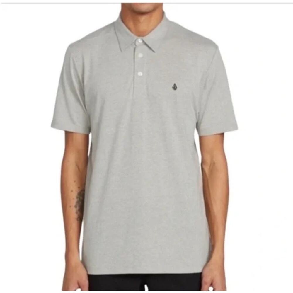 Volcom Men's Banger Polo Shirt‎ Size M Heather Grey Short Sleeve Classic Fit